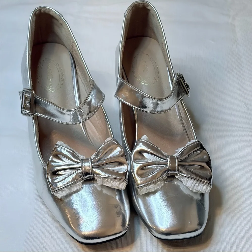 Elegant Silver Bow Heels